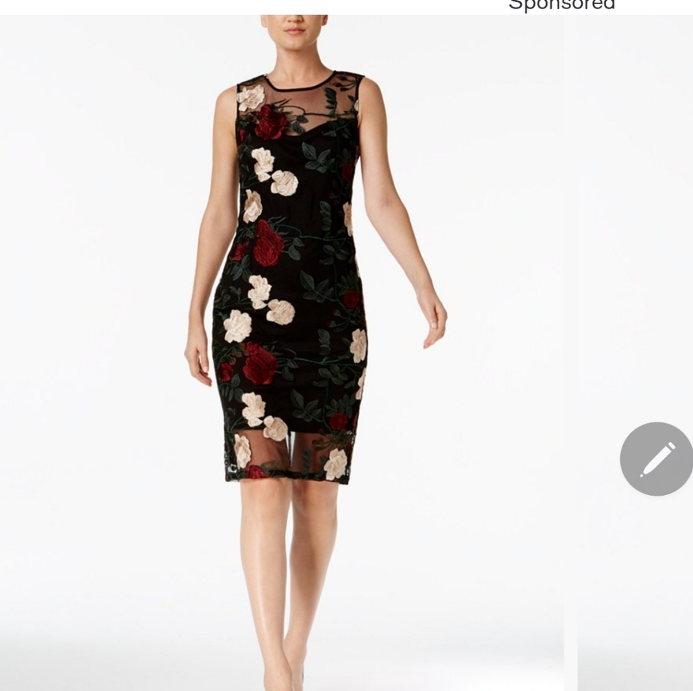 Calvin Klein Black Floral Midi Dress